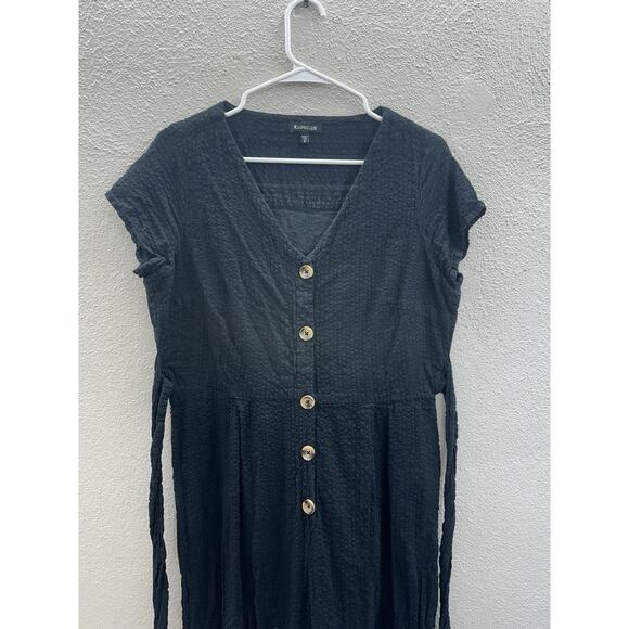 Express Womens Jumpsuit Size Large Black Short Sleeve V-Neck One Piece - Picture 2 of 15